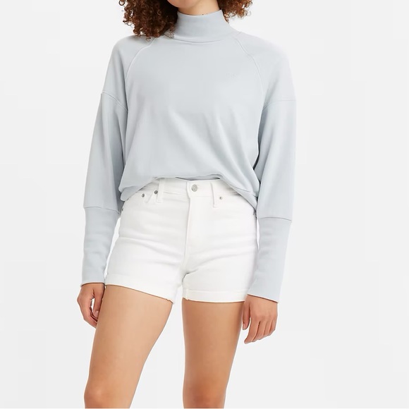 Levi’s White Denim High Rise Mid Length Shorts - Picture 1 of 3